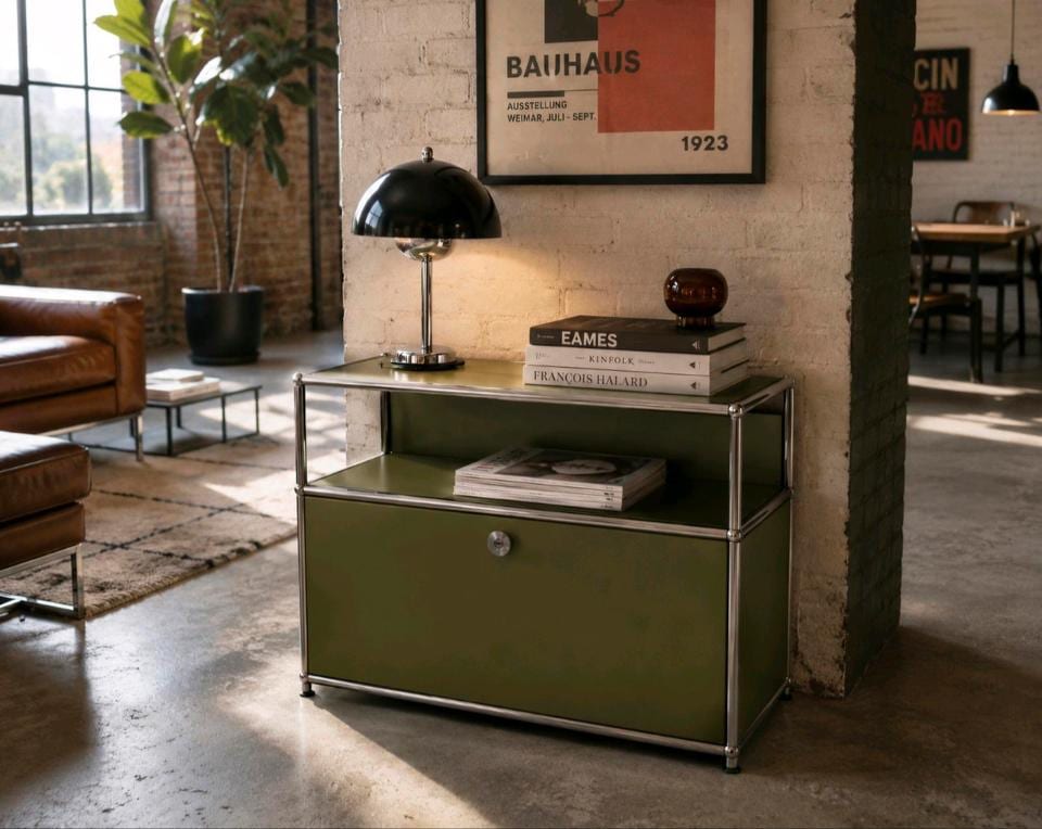 Sideboard mit offenem Fach in Enzianblau, aufgenommen: undefined